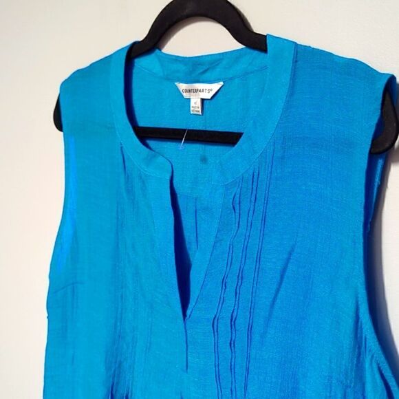 NWT Counterparts Blue Sleeveless Blouse - Picture 2 of 7
